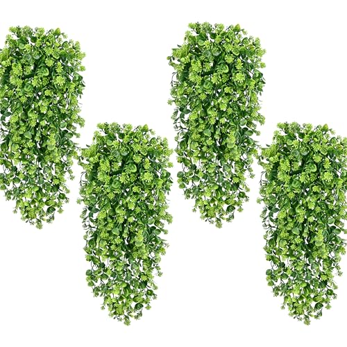 Waipfaru 8Pcs Fake Hanging Plants 3ft Fake Plants Vines Greenery - color: Light Green Ivy Vines-thickened, size: 8Pcs Plants