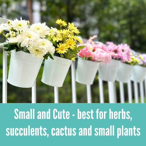 LaLaGreen Rail Planter (4 in, 10 Pack) White Metal Railing Flower Pots - size: 4 Inch (White)
