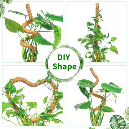 2 Pack 35.4'' Moss Pole for Monstera, Bendable Coco Coir Plant Support Stakes - size: 2 Pack（35.4-Inch）