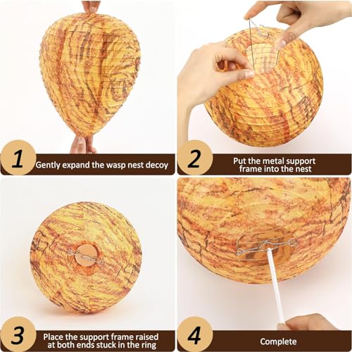 DECYOOL 8 Pack Paper Fake Wasp Nests Decoys for Yellow Jackets - color: Orange