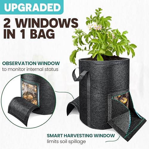 4PCS 20-Gallon Potato Grow Bag-Harvest & Visible Window Garden Planting Bag - style: 4 PCS
