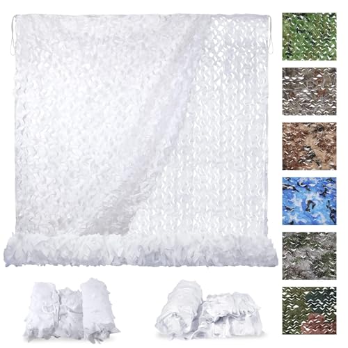 Sposuit Camo Netting - Camouflage Net 10x20 20x20 10x10 5x10 5x20, Military Camo Netting for Hunting Bulk Roll, Camo Tarp Sunshade Net for Party Decorations, Sunshade, Camping Ghillie Netting - color: White, size: 20ft x 20ft(6M x 6M)