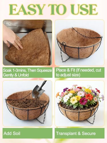 ANPHSIN 4Pcs 16inch Coconut Liners for Hanging Baskets Planters - size: 16in