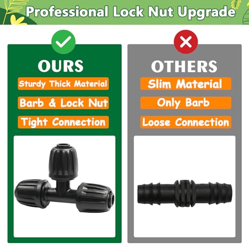 13 Pcs 1/2 Inch Drip Irrigation Tee Fittings, Drip Line Lock Nut Barbed Tee Connectors For 1/2 Inch Drip Tubing (0.60"-0.65" OD) Garden Irrigation System Anti-drop Connection Parts - size: 1/2 inch Tee