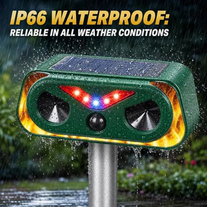 2026 New Sonic Fortress Pro Deer Repellent Devices,2Pcs Solar Ultrasonic Animal Repeller Outdoor Waterproof Motion Sensor Deterrent Yard Garden Repellent for Animals Cat,Squirrel,Racoon,Rabbit,Skunk