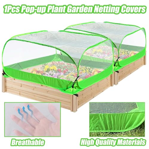 Pop-up Garden Mesh Plant Cover Outdoor Tent Garden Cover Mesh Bird and Pest Protection Guard for Raised Bed Protection Fruits Vegetables Seedlings and Herbs (1pcs 35.4x35.4x27.5in Without Bottom) - style: 1pcs 35.4x35.4x27.5in without bottom
