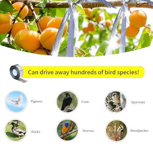 Bird Scare Tapes 500FT*2 Reflective Flash Tape for Birds, Bird Scare Device Double Side Ribbon Scare Birds Away for House, Garden, Yard, Orchard, Patio, Outdoor - size: 500ft*2-Roll-Packaging