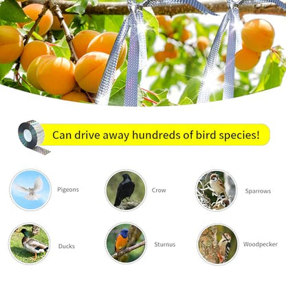Bird Scare Tapes 500FT*2 Reflective Flash Tape for Birds, Bird Scare Device Double Side Ribbon Scare Birds Away for House, Garden, Yard, Orchard, Patio, Outdoor - size: 500ft*2-Roll-Packaging