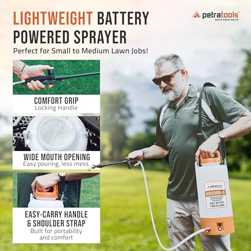 PetraTools HD2000-S 2 Gallon Battery Powered Garden Sprayer, 2 Hour Runtime - size: 2 Gallon Standard