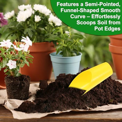 M METERXITY 3-Pack Bonsai Soil Scoops, Plastic Garden Soil Scoops Bucket Shovel Potting Scoopers for Transplanting/Flower Planting/Plant Succulent, Colorful Small Gardening Tools [Yellow] - color: Yellow