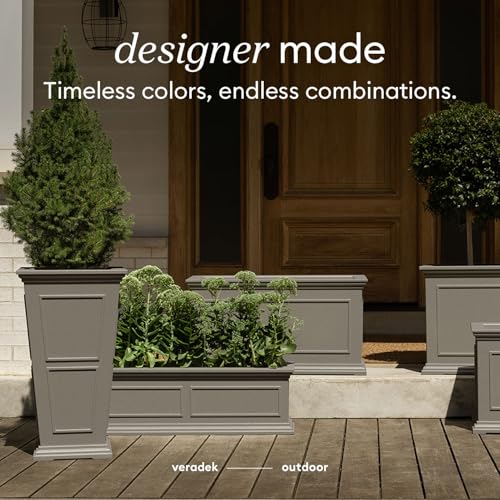 Veradek Brixton Series Planter - Tall Outdoor Planter with Shelf - color: Gray, size: 26 inch -2 Pack