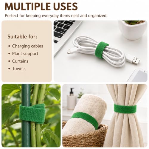 Plant Ties, Garden Plant Tape 0.4in x 32.8ft Roll, Reusable Hook and Loop Plant Ties for Climbing Plants, Adjustable Plant Tie Tape for Stems, Vines, Garden Support and Home Organization