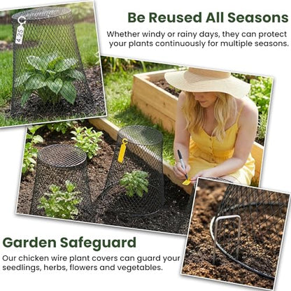 SOUJOY 15 Pcs 12 Inch Large Chicken Wire Cloche Plant Protector Cover, Heavy Duty Metal Garden Plant Protector from Animals, Plant Cages for Keeping Bunnies, Chickens, Squirrels, Birds Other Out