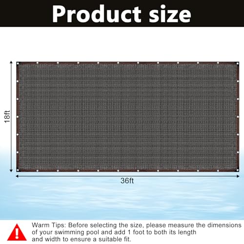 36 ft x 18 ft Black Pool Leaf Net for Rectangle Inground Above Ground Pool Screen Fine Mesh Sunshade Catches Leaves - size: 36' x 18' (Rectangular)