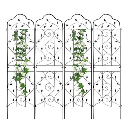 hogardeck 4 Packs 72 * 18 inch Metal Garden Trellis for Climbing Plants Outdoor,Heavy Duty,Black Coating Rustproof Trellis for Rose, Vegetable, Flowers, Expandable,Perfect for Training Climbing Plants - size: 72*18 in