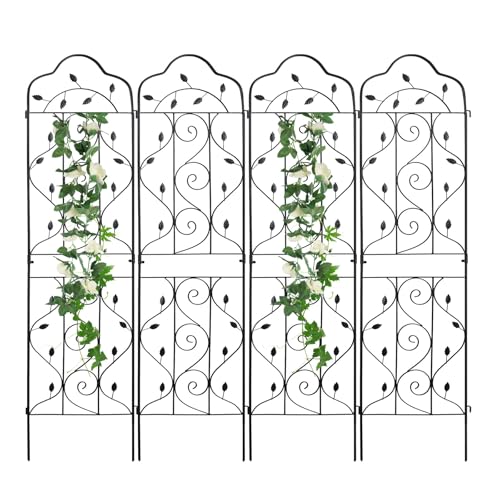 hogardeck 4 Packs 72 * 18 inch Metal Garden Trellis for Climbing Plants Outdoor,Heavy Duty,Black Coating Rustproof Trellis for Rose, Vegetable, Flowers, Expandable,Perfect for Training Climbing Plants - size: 72*18 in
