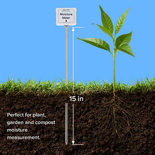 Reotemp 15 Inch Garden and Compost Moisture Meter, Garden Tool Ideal for Soil, Plant, Farm and Lawn Moisture Testing - size: 15 Inch Stem