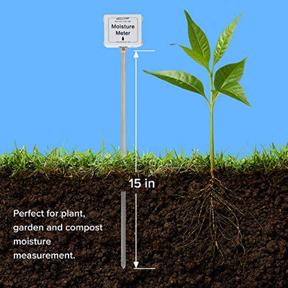 Reotemp 15 Inch Garden and Compost Moisture Meter, Garden Tool Ideal for Soil, Plant, Farm and Lawn Moisture Testing - size: 15 Inch Stem