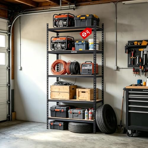Heavy Duty 5-Tier Storage Shelves, 2756 lbs, 35.4" W x 15.7" D x 72" H - size: 72" H x 36" W x 16" D