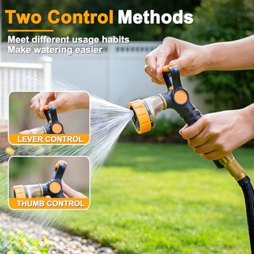 FANHAO Fireman Style Garden Hose Nozzle, Heavy Duty Metal Water Hose Nozzle