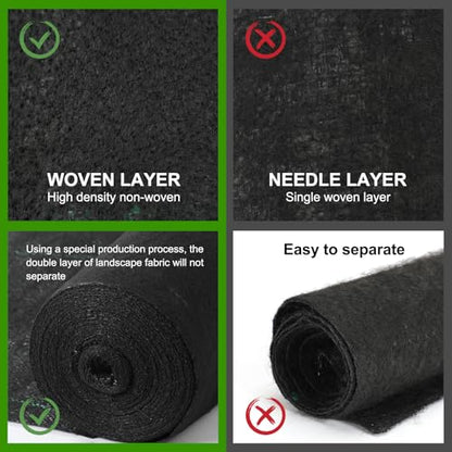 Jevrench 5 oz Heavy Duty Weed Barrier Landscape Fabric, 6 x 250 ft - size: 5oz - 6ft x 250ft