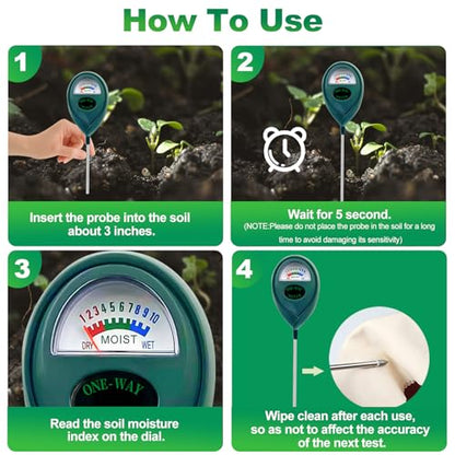 Green Soil Moisture Meter, Plant Water Meter, Soil Water Tester for Houseplants, Hygrometer Sensor Water Monitor for Indoor Outdoor Garden, Potted Plants, Farm, Lawn, No Battery Needed (1)