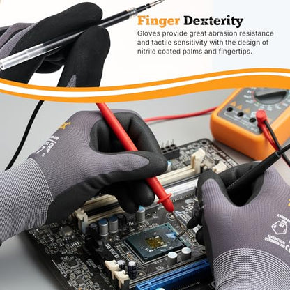 TitanFlex Work Gloves, MicroFoam Nitrile Coated, Seamless Knit Nylon - color: 3 Pairs, size: X-Large