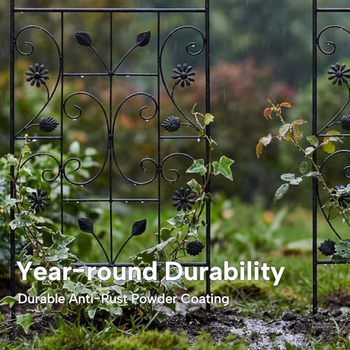 70.8" Metal Garden Trellis for Climbing Plants, 2 Pack Black - color: Black