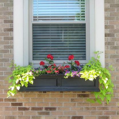Mayne Fairfield 48in Self-Watering Rectangular Window Box Planter, Black - color: Black, size: 48in