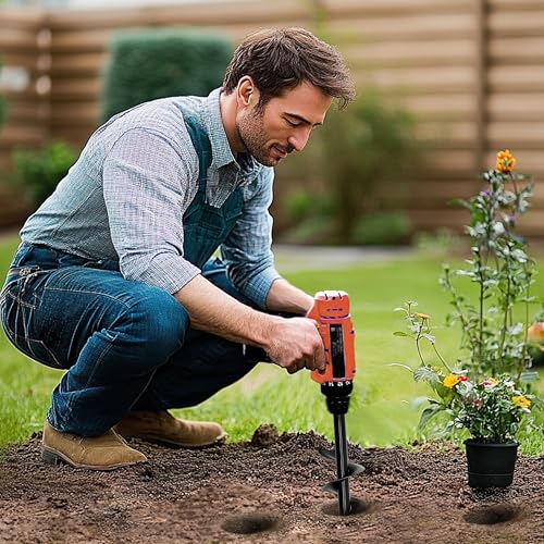 TCBWFY Auger Drill Bit for Planting, 4" x 16" Post Hole Digger, Heavy-Duty Garden Auger Spiral Drill Bit & Bulb Planter Tool Fits 3/8" Hex Drive Drill - size: 4"x16"