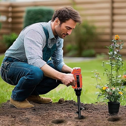 TCBWFY Auger Drill Bit for Planting, 4" x 16" Post Hole Digger, Heavy-Duty Garden Auger Spiral Drill Bit & Bulb Planter Tool Fits 3/8" Hex Drive Drill - size: 4"x16"