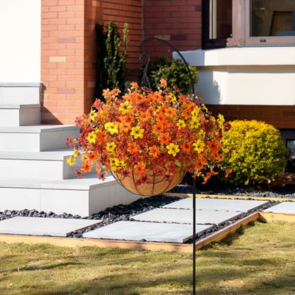 INQCMY Artificial Flowers for Outdoors Fall Hanging Baskets UV Resistant - color: K Orange Brown Yellow