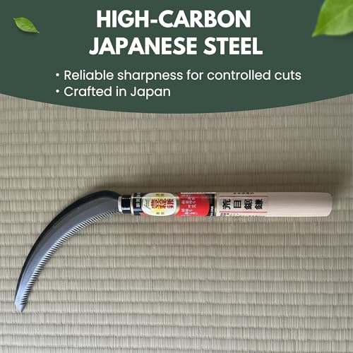 Hounen Miyawaki Nejiri Kama Weeder – Japanese Weeding Sickle, Twisted Stainless Steel, 4.7 in (12 cm) Blade, 13 in (33 cm), Root Slicer for Garden Beds & Crabgrass, Made in Japan (Japanese Steel)