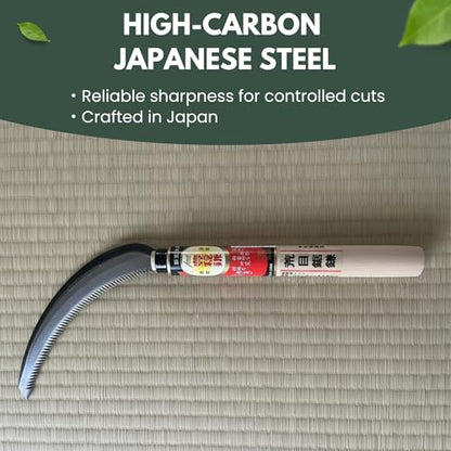 Hounen Miyawaki Nejiri Kama Weeder – Japanese Weeding Sickle, Twisted Stainless Steel, 4.7 in (12 cm) Blade, 13 in (33 cm), Root Slicer for Garden Beds & Crabgrass, Made in Japan (Japanese Steel)