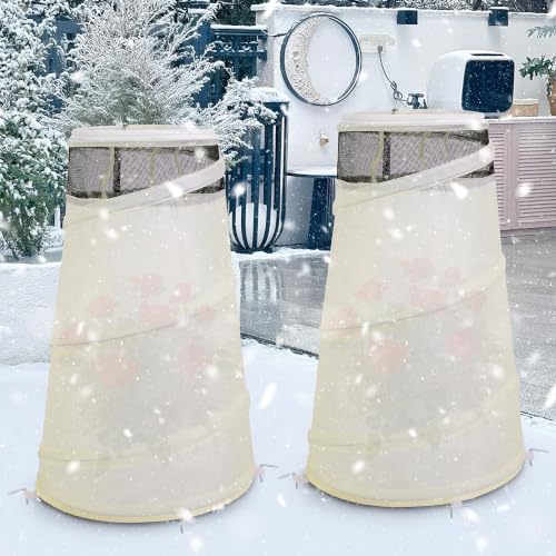 4Pcs Pop Up Rose Cones for Winter Protection, Rose Collars Protective Cover - color: White-4Pcs