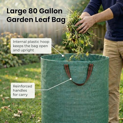 Gardzen 3 Pack 80 Gallon Garden Waste Bags Reusable Heavy Duty - size: 80 Gallon - 3 Pack