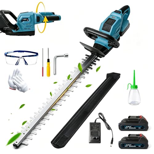 22'' Hedge Trimmers Cordless with Battery, 3500RPM Brushless Motor - color: Blue