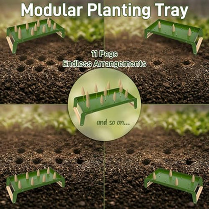 Seed Planting Tool and Spacer, Steel Template with 11 Sockets