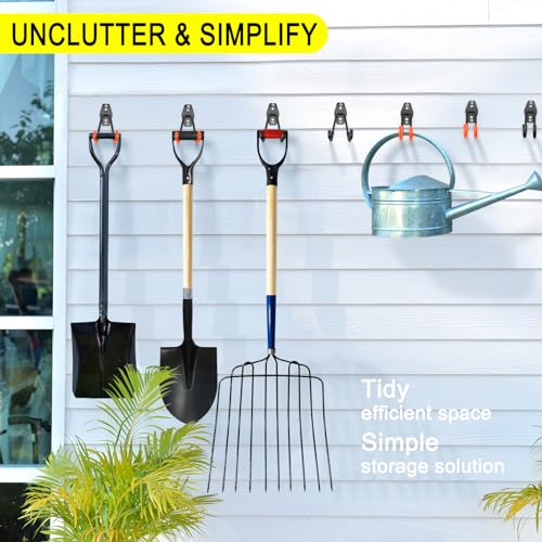 10 Pack Garage Hooks Heavy Duty Storage Organizer Wall Mount Power and Garden Tool Hangers, for Hanging Ladders, Ropes, Hose, Bulk Items - color: Black 10 pack