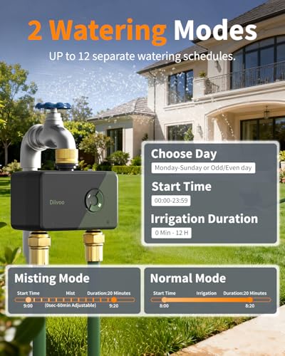 Diivoo Brass WiFi Sprinkler Timer 2 Zone for Garden Hose Remote Control - size: 2 Outlets