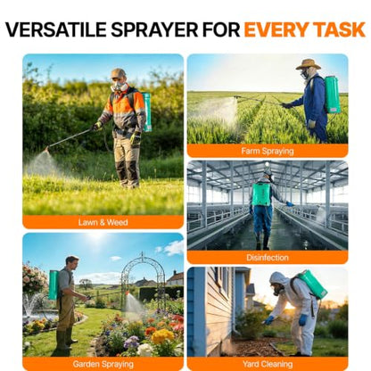 OGERY Battery Powered Backpack Sprayer 4 Gallon, 2.6Ah 21V Battery with 6 Nozzles, Telescopic Stainless Steel + Plastic Wand for Lawn Garden Weed Yard Cleaning (Charger Included)