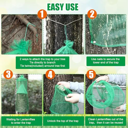 Qualirey 8 Pack Spotted Lanternfly Trap Lanternfly Killer for Tree,Green - color: Green