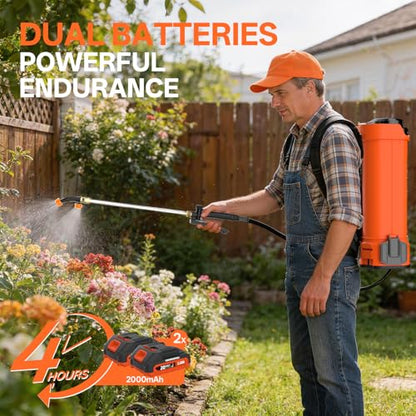 Maxlander 4.2 Gal Battery Powered Backpack Sprayer with 2 x 2.0Ah Battery