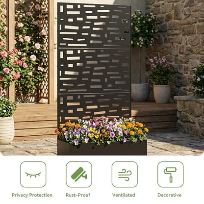 Metal Raised Garden Bed with Trellis and Wheels, 71"x35"x16" (Black-Gerald) - color: Black-gerald, size: 71"x35"x16"