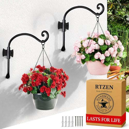 RTZEN Plant Hangers Outdoor or Indoor Heavy Duty Wall Bracket Hooks - size: 10 Inch, style: Axe Hooks