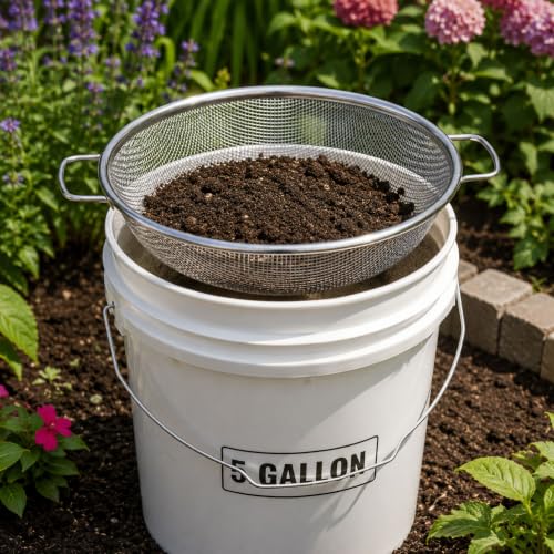 5-Piece Garden Soil Sifter Set with Handles, 11.8" Screens for 5 Gallon Buckets, 2/3/6/10/12mm Mesh for Compost, Sand, Dirt & Gravel