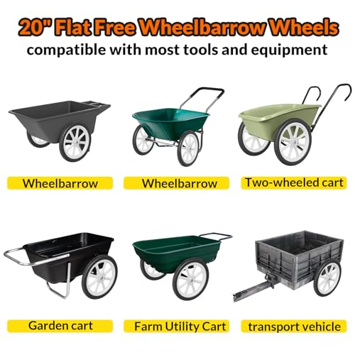 RONPOW 20" Flat Free Wheels Compatible with rubbermaid Wheelbarrows Tires - color: White