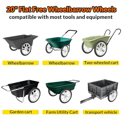 RONPOW 20" Flat Free Wheels Compatible with rubbermaid Wheelbarrows Tires - color: White