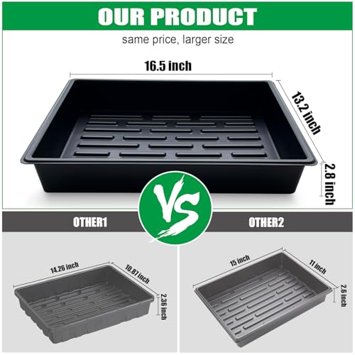 RooTrimmer Seed Starter Tray, 10 Packs Plant Tray, Durable Plastic Growing Trays, Stackable Seedling Starter Trays Perfect for Indoor, Outdoor, Greenhouses, 16.5" L x 13.2" W x 2.8" H - Black - size: 16.5" x 13.2" x 2.8" Tras - 10P