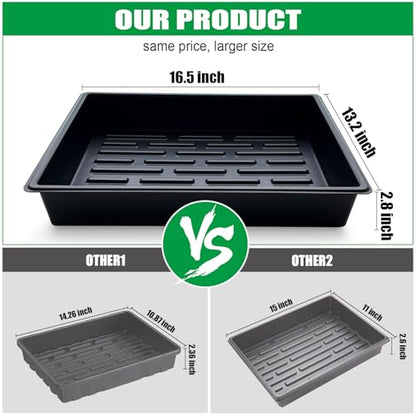 RooTrimmer Seed Starter Tray, 10 Packs Plant Tray, Durable Plastic Growing Trays, Stackable Seedling Starter Trays Perfect for Indoor, Outdoor, Greenhouses, 16.5" L x 13.2" W x 2.8" H - Black - size: 16.5" x 13.2" x 2.8" Tras - 10P